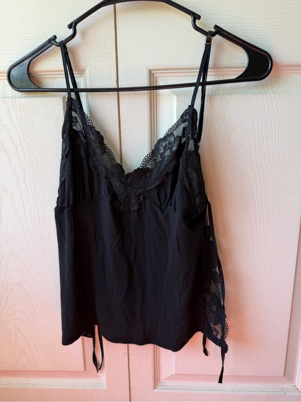 Victoria’s Secret Black Lace Trim Slip Cami Top